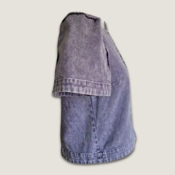 Sea New York Idun Denim Puff-Sleeve Top Lilac | Size 0 Kristen Bell–Inspired - Picture 3 of 12